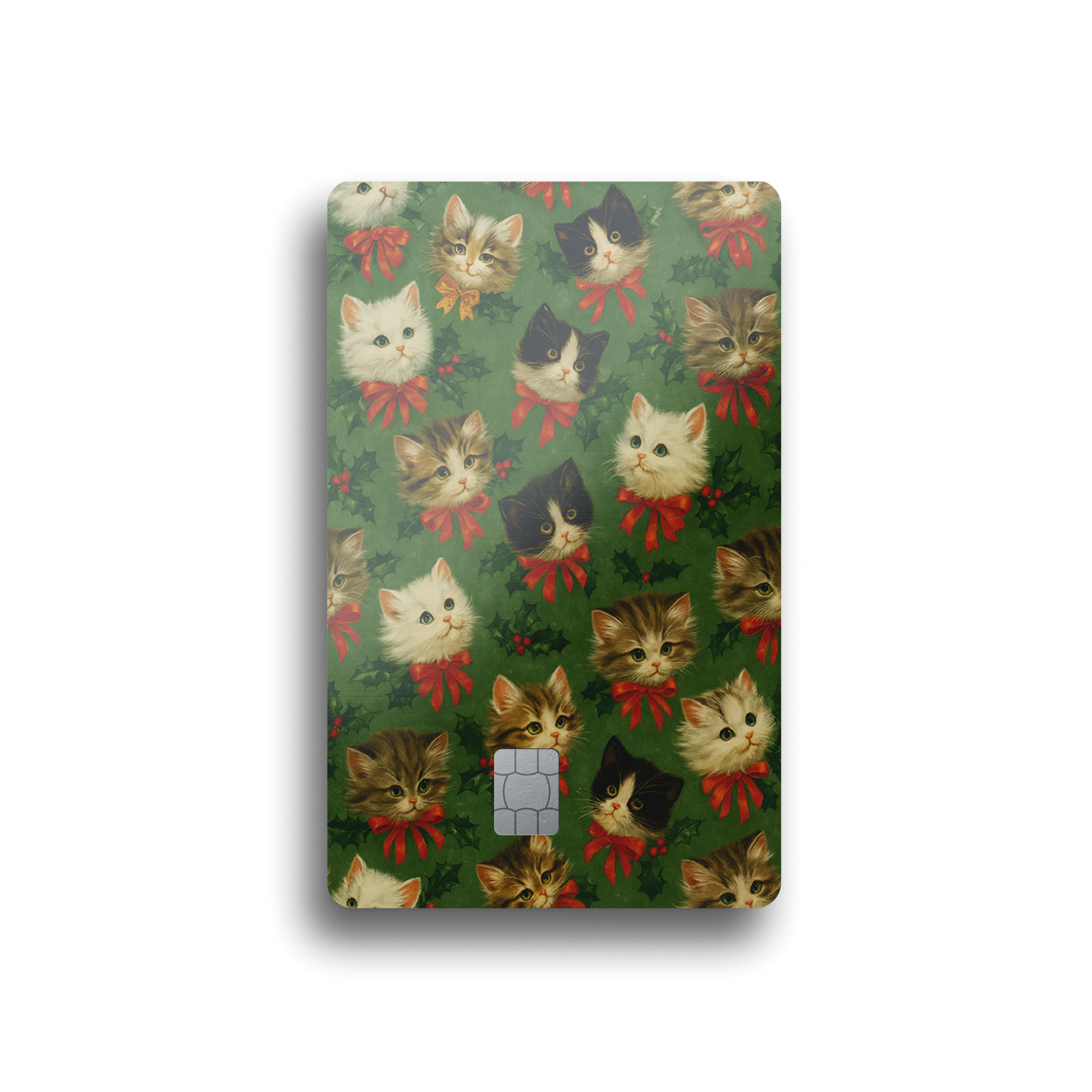 Christmas Kitten Holly Card Skin